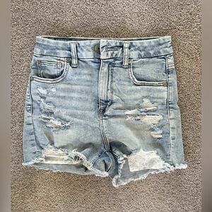 American Eagle Outfitters Light Blue Distressed Jean Shorts